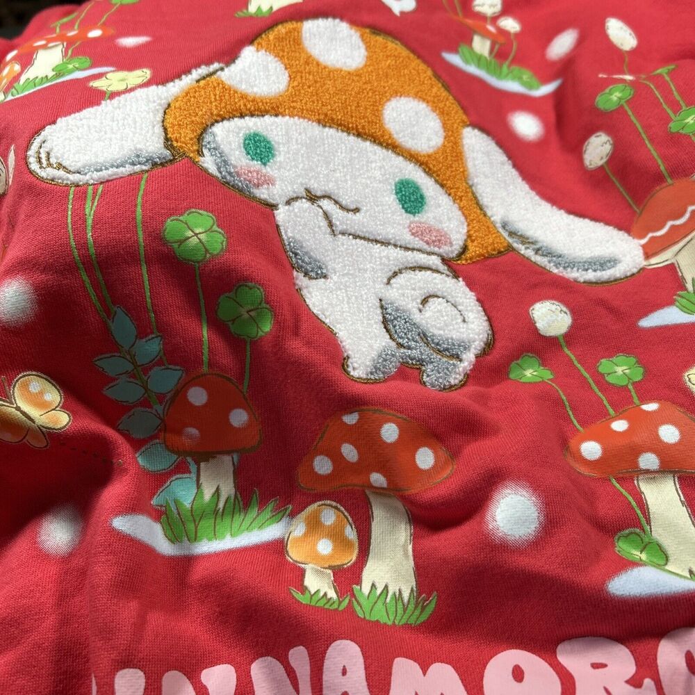 NEW Cinnamoroll Sanrio Sweatshirt Red Dubarry Mushroom Crew Neck - Size Large - Picture 6 of 11
